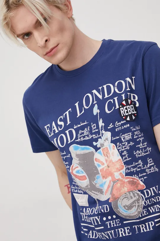 niebieski Lee Cooper t-shirt bawełniany