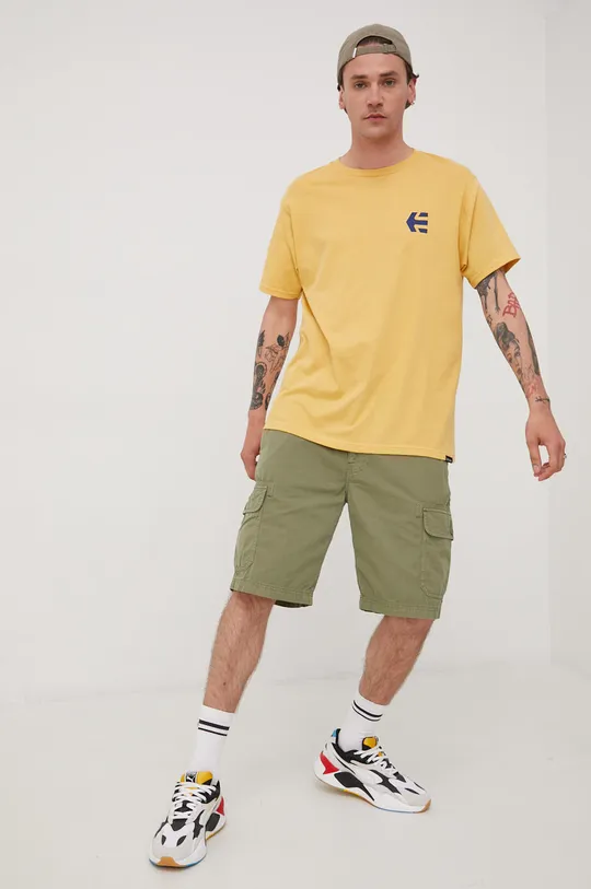Βαμβακερό μπλουζάκι Etnies κίτρινο
