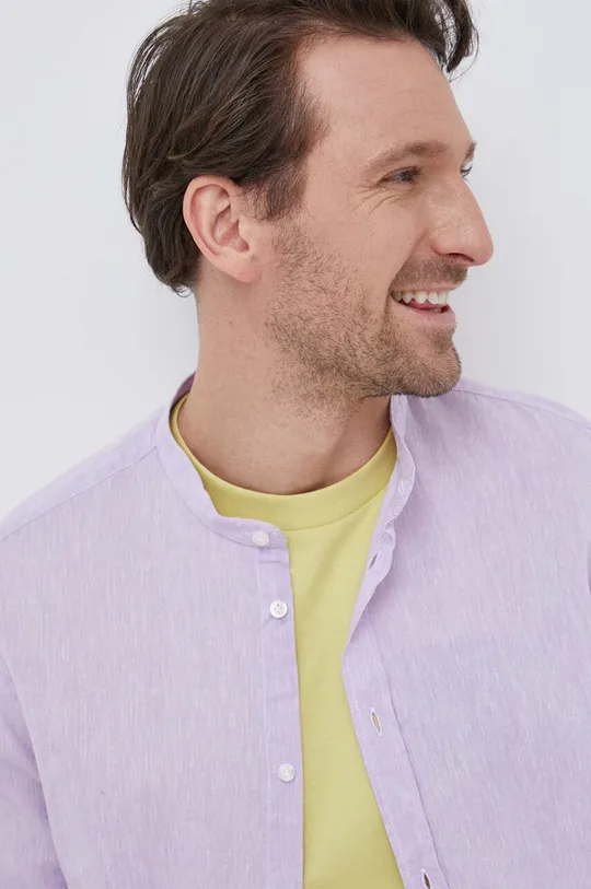fialová Ľanová košeľa Manuel Ritz