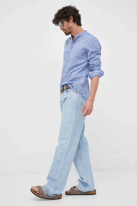 Lanena srajca Manuel Ritz modra