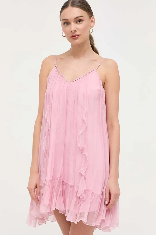 ροζ Μεταξωτό φόρεμα Nissa Γυναικεία