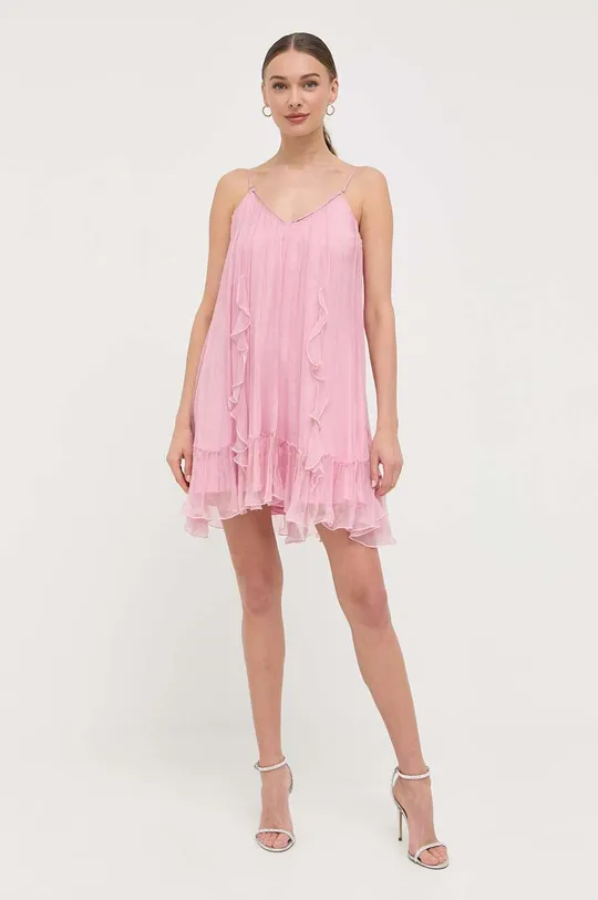 Μεταξωτό φόρεμα Nissa ροζ