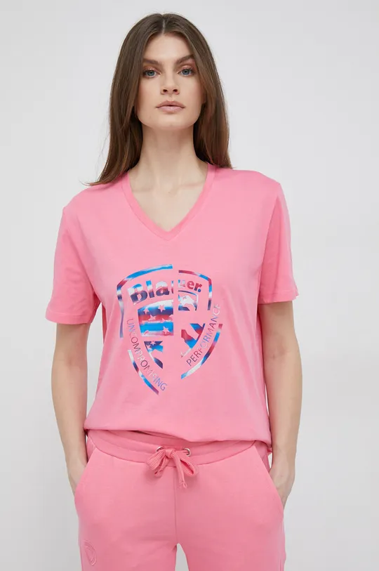 рожевий Бавовняна футболка Blauer Жіночий