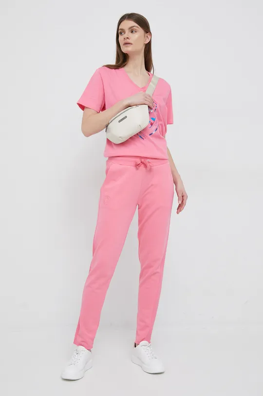 Βαμβακερό μπλουζάκι Blauer ροζ