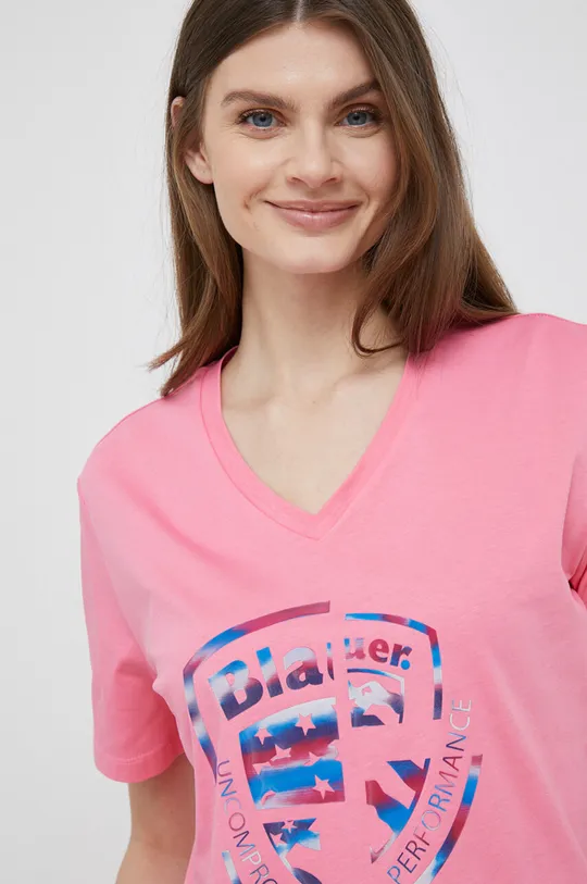 ροζ Βαμβακερό μπλουζάκι Blauer