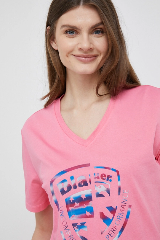 Blauer t-shirt in cotone rosa BLDH02278