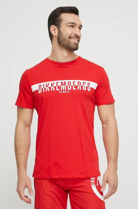 κόκκινο Βαμβακερό μπλουζάκι παραλίας Bikkembergs Ανδρικά