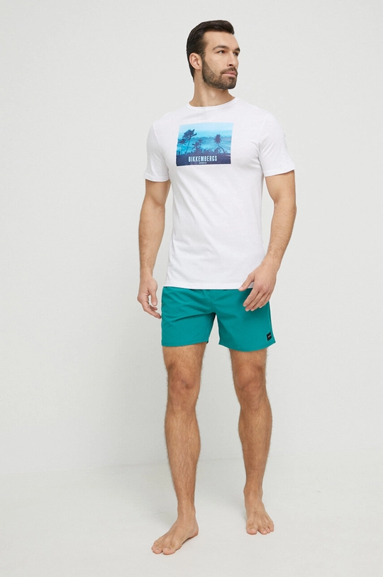 Bikkembergs t-shirt plażowy bawełniany biały