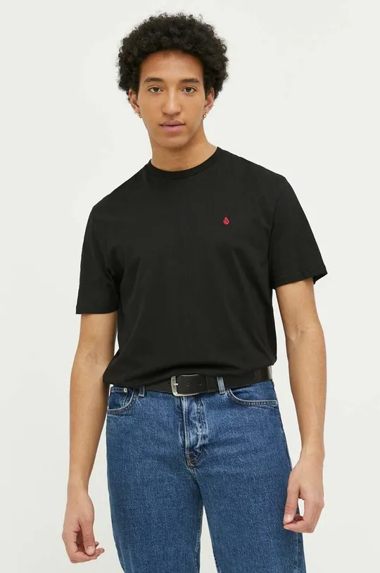 czarny Volcom t-shirt bawełniany Męski