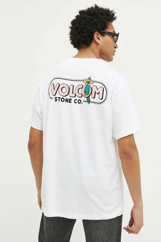 λευκό Βαμβακερό μπλουζάκι Volcom