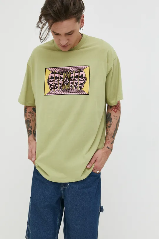 зелений Бавовняна футболка Volcom