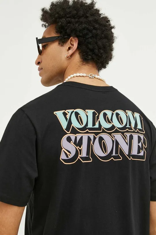 чёрный Хлопковая футболка Volcom Мужской