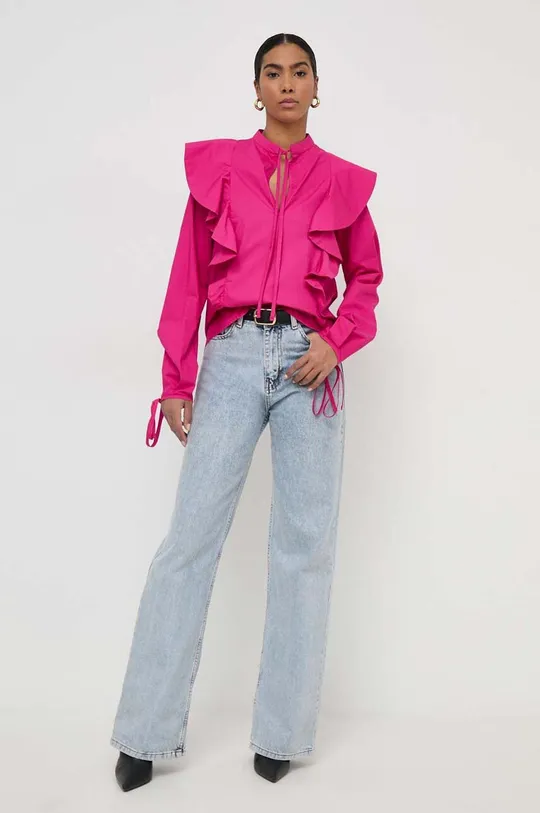 Хлопковая блузка Silvian Heach розовый