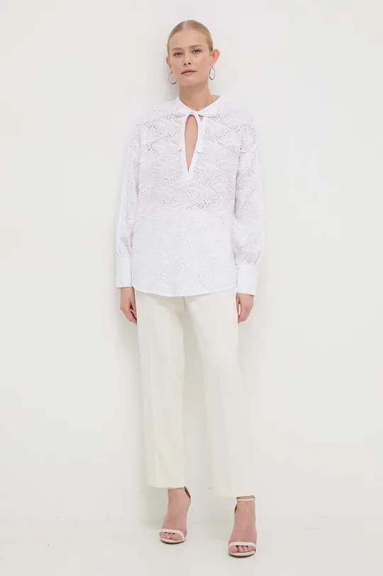 Βαμβακερή μπλούζα Silvian Heach λευκό