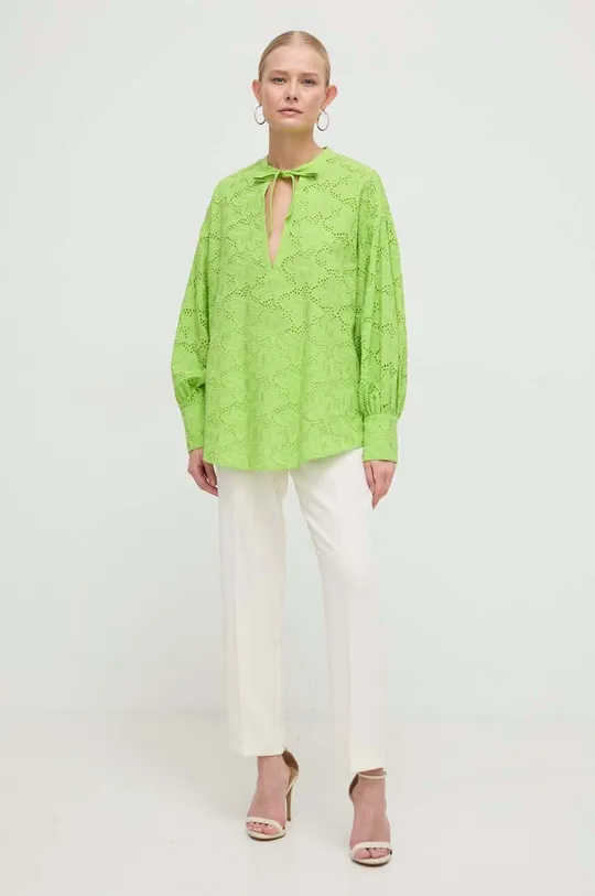 Бавовняна блузка Silvian Heach зелений