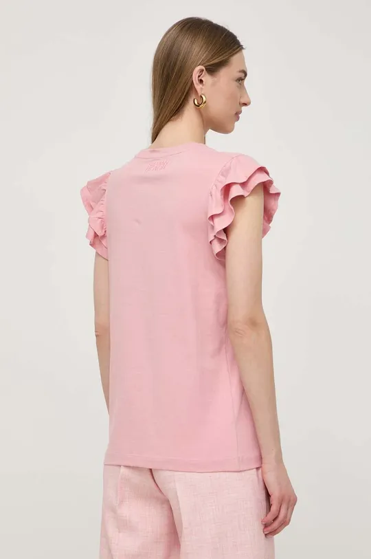 Βαμβακερό μπλουζάκι Silvian Heach ροζ