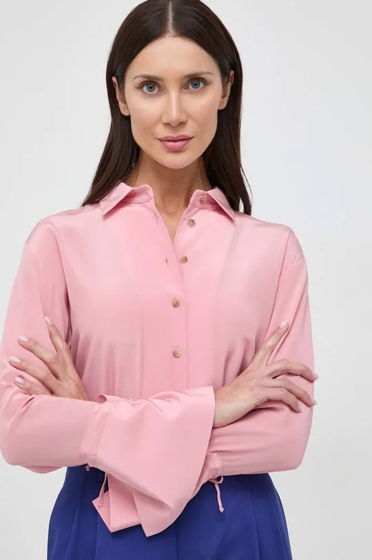 ružová Hodvábna košeľa Liviana Conti