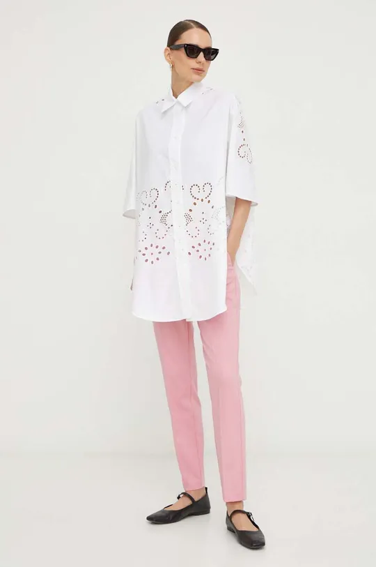 Liviana Conti nadrág vászonkeverékből rózsaszín