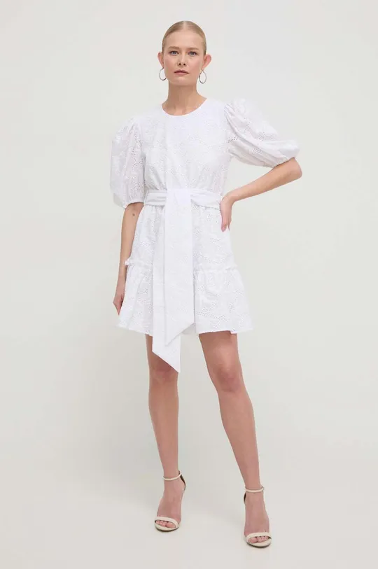 Silvian Heach sukienka bawełniana biały