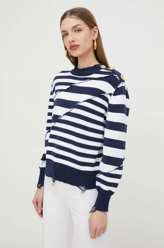 mornarsko modra Bombažen pulover Silvian Heach Ženski