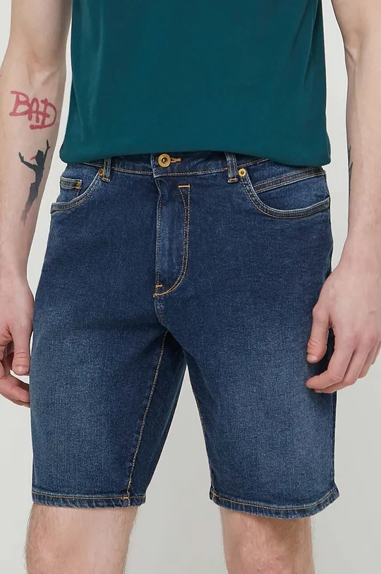 blu navy Solid pantaloncini di jeans Uomo