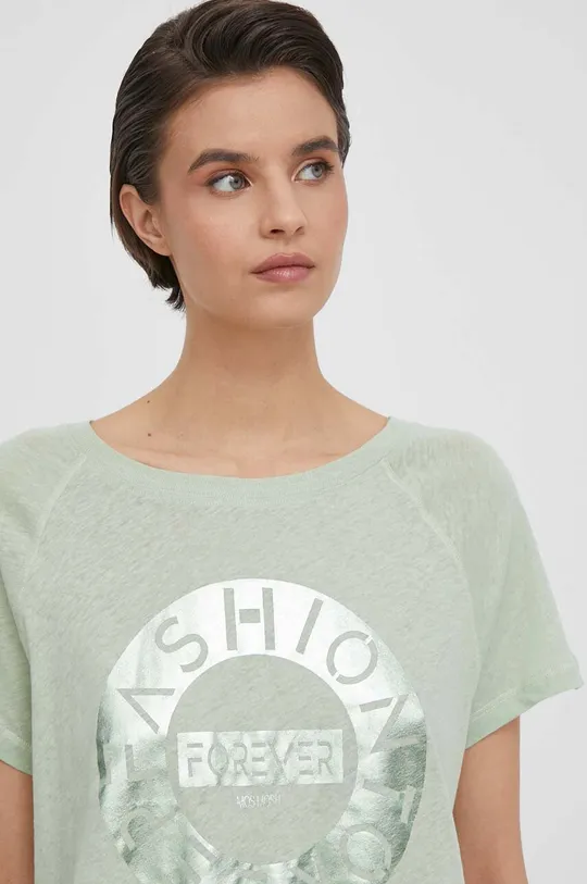 πράσινο Μπλουζάκι με λινό μείγμα Mos Mosh Γυναικεία