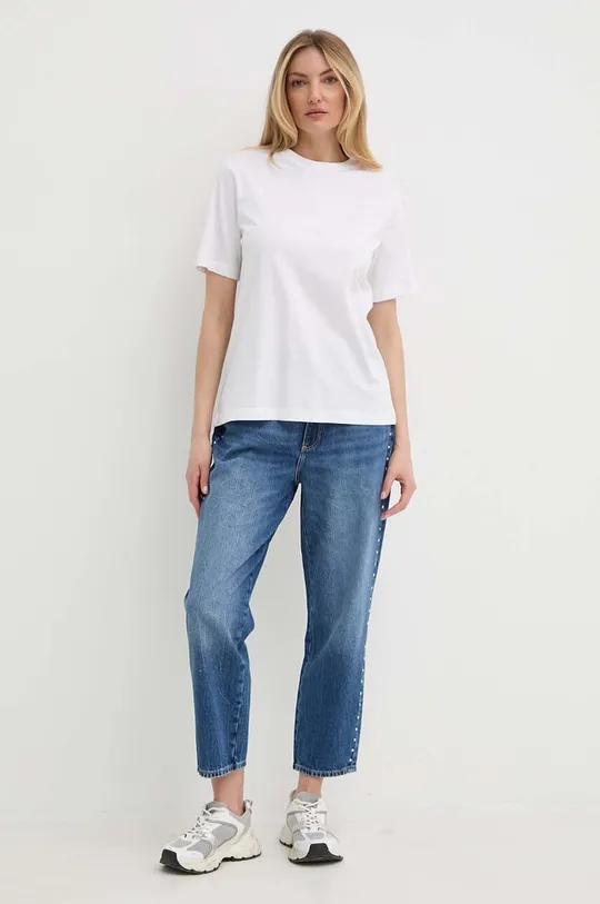Βαμβακερό μπλουζάκι Silvian Heach λευκό