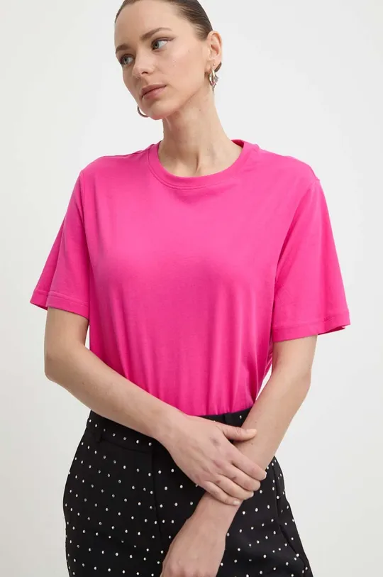 różowy Silvian Heach t-shirt bawełniany Damski