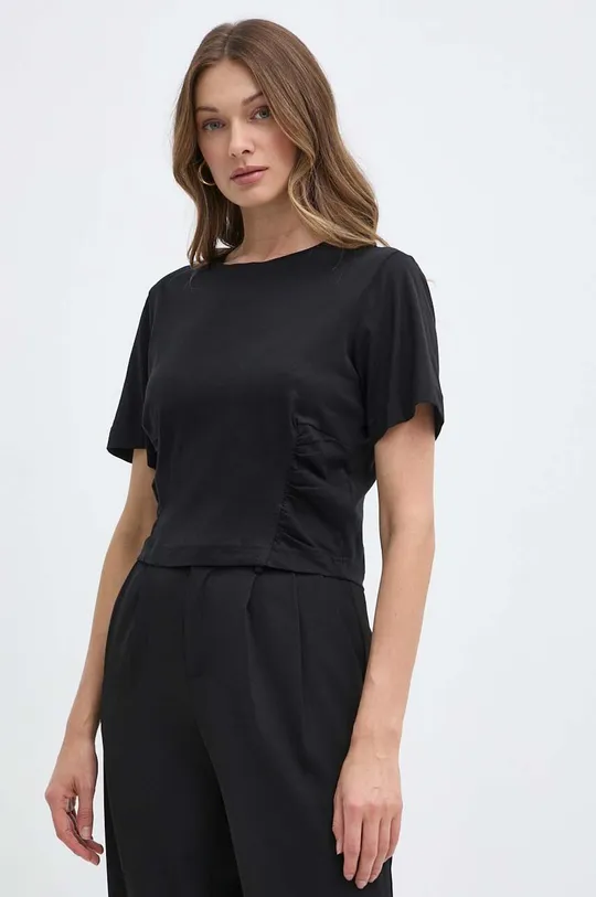 μαύρο Βαμβακερό μπλουζάκι Silvian Heach Γυναικεία
