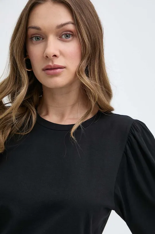 μαύρο Βαμβακερό μπλουζάκι Silvian Heach