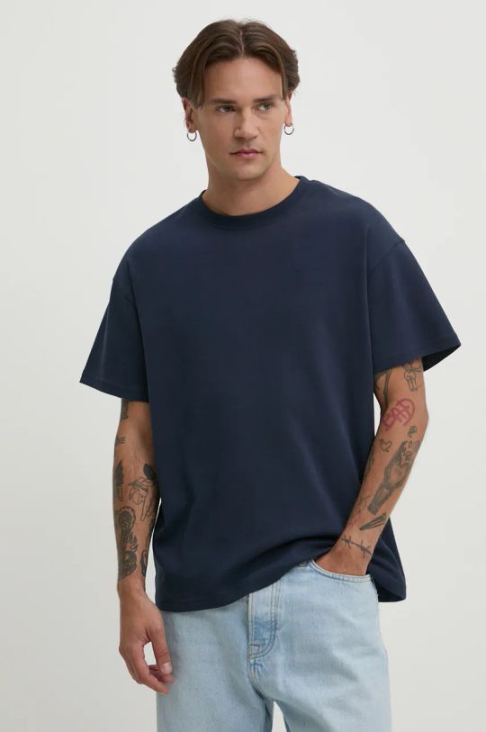 Solid t-shirt in cotone rilassato blu navy 21107307.194010