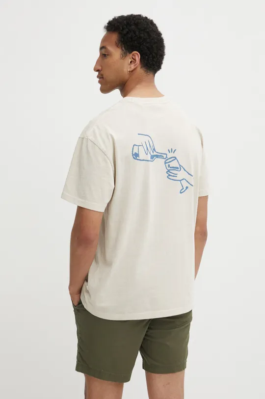 beige Solid t-shirt in cotone