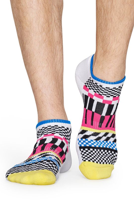 Happy Socks - Ponožky Athletic Low Checkered biela