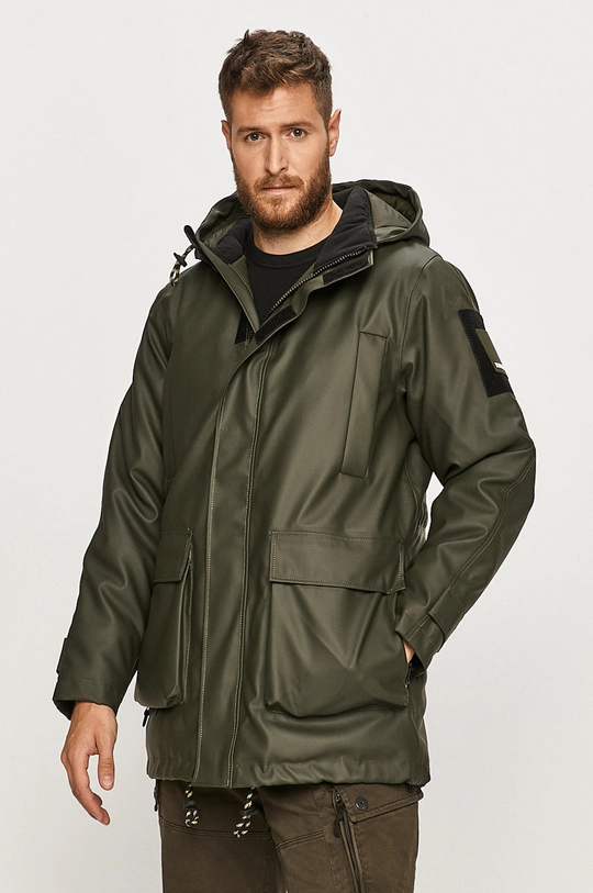 Rains kurtka Glacial Parka 1525  Materiał zasadniczy: 67 % Poliester, 33 % PU Podszewka: 100 % Nylon Wypełnienie: 100 % Poliester