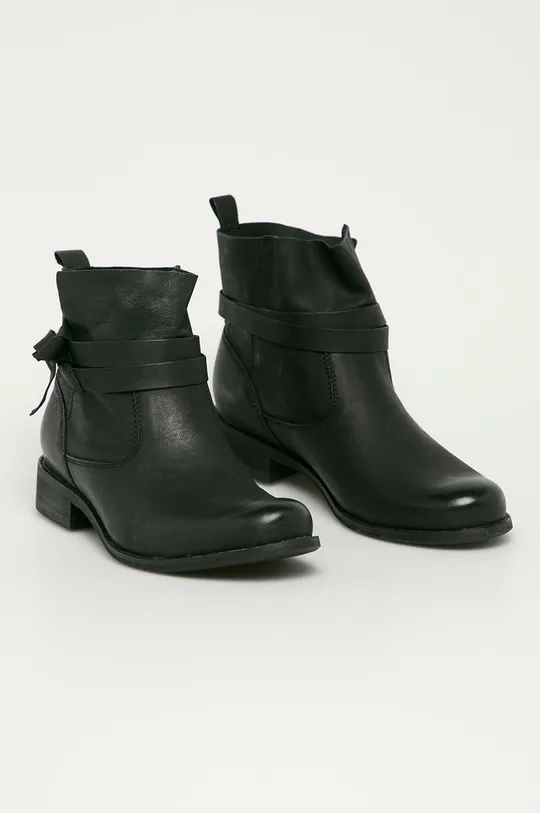 Wojas - Kožené členkové topánky čierna