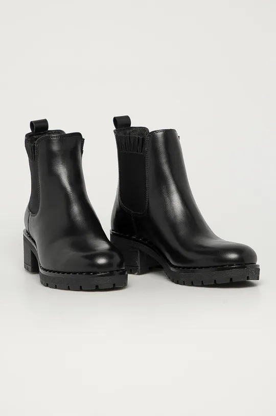 Wojas - Kožené topánky Chelsea čierna