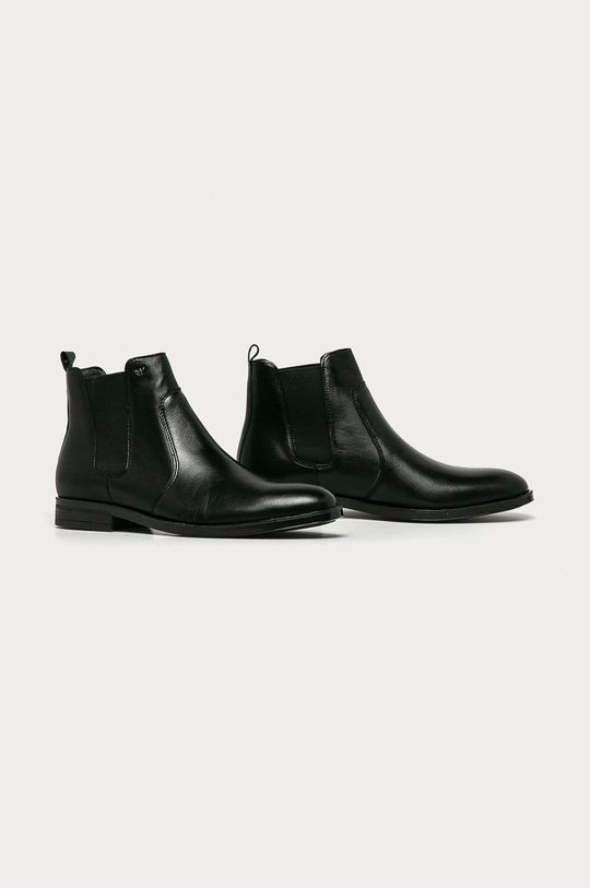 Wojas - Kožené kotníkové boty černá