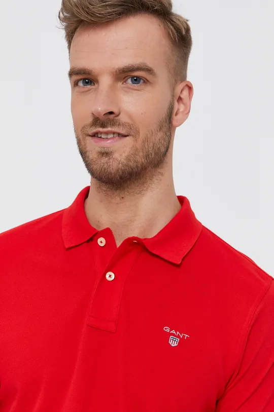 červená Bavlnené polo tričko Gant