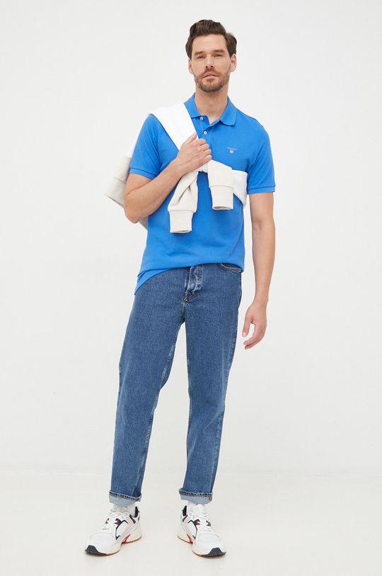 modrá Bavlněné polo tričko Gant Pánský