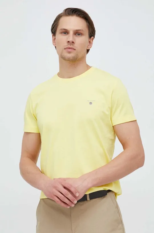 żółty Gant t-shirt bawełniany Męski