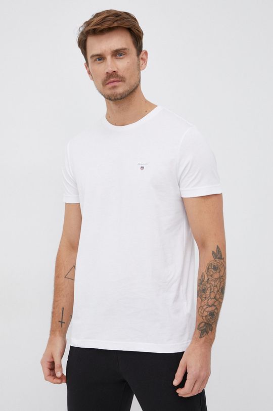 biela Bavlnené tričko Gant Pánsky