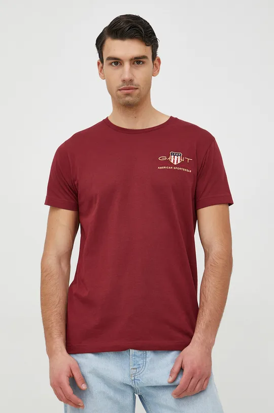 κόκκινο Βαμβακερό μπλουζάκι Gant Ανδρικά
