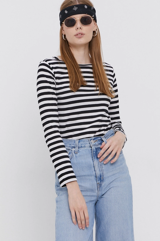 Cross Jeans Longsleeve bawełniany czarny