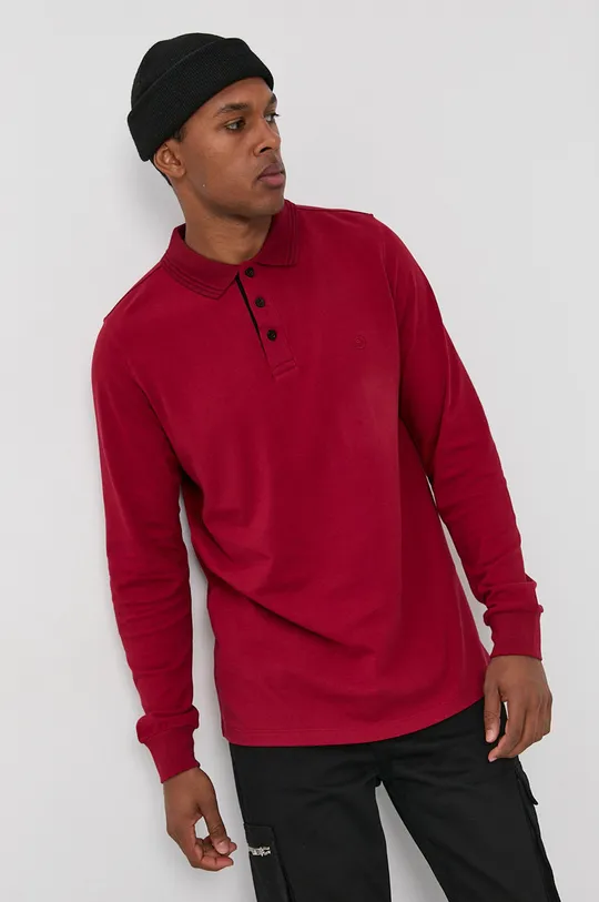 Bavlnené tričko s dlhým rukávom Cross Jeans červená