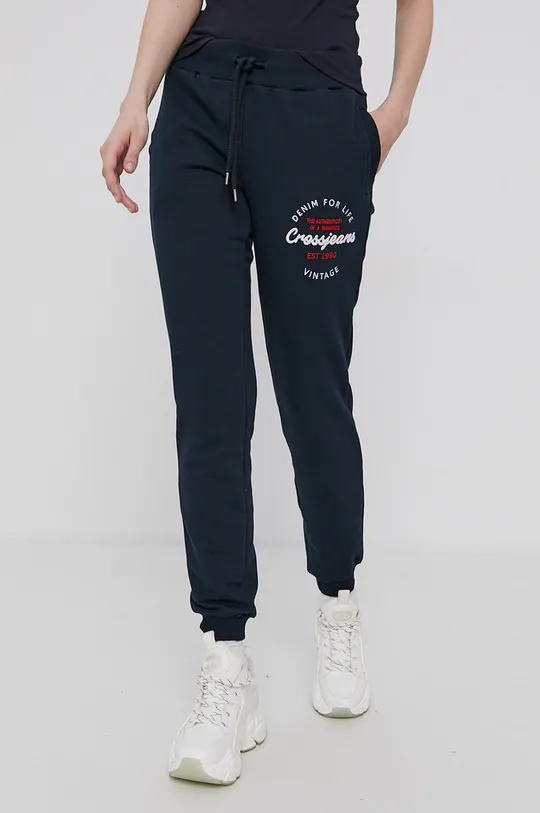 granatowy Cross Jeans Spodnie Damski