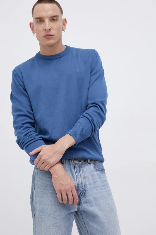 голубой Хлопковый свитер Cross Jeans