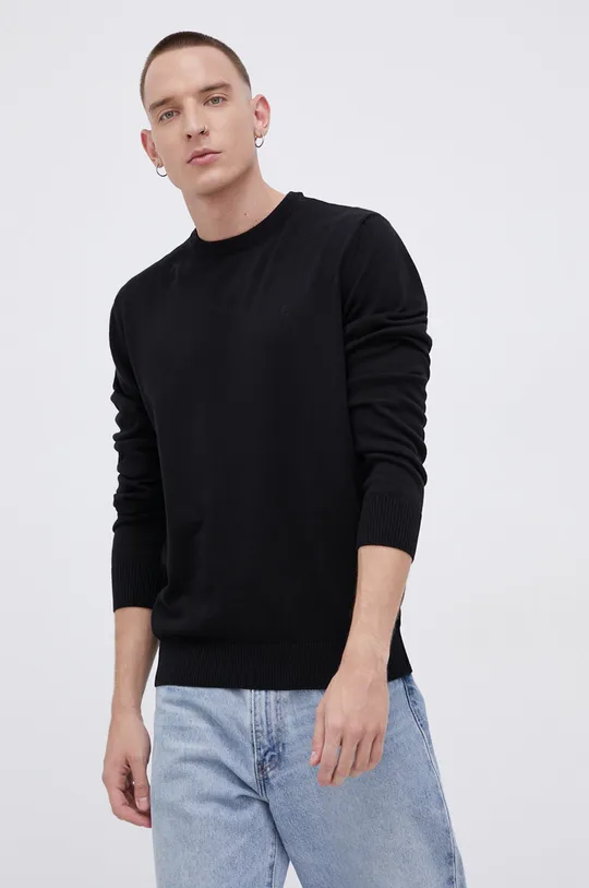 czarny Cross Jeans Sweter bawełniany Męski