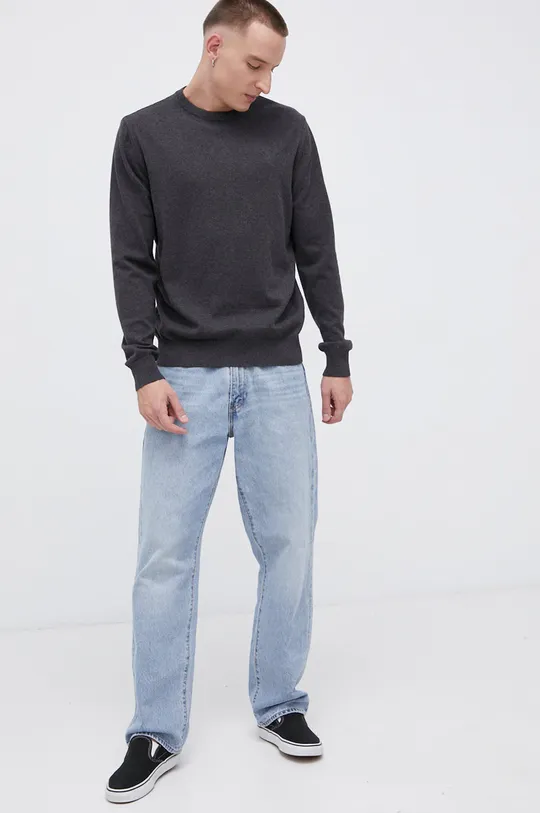 Хлопковый свитер Cross Jeans серый