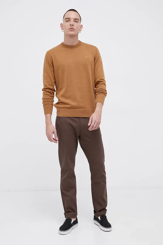 Хлопковый свитер Cross Jeans коричневый
