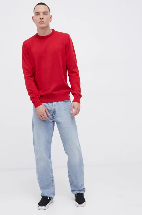 Cross Jeans Sweter bawełniany czerwony